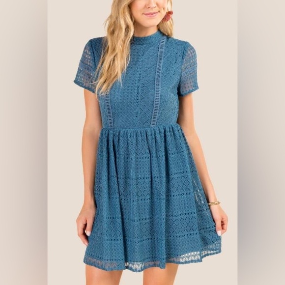 Francesca's Collections Dresses & Skirts - #132 FRANCESCA’S COLLECTION •VIVIENNE LADDER • TEAL LACE DRESS
